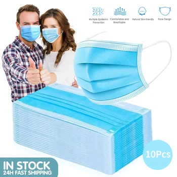 

10Pcs Disposable Mask Non-wove 3 Layer Face Mask Filter Safe Breathable Protective Masks masker masque mascarillas mascherine