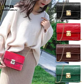

Fashion Crocodile Leather Messenger Bag Women Solid Color Shoulder Handbag PU Leather Crossbody bag