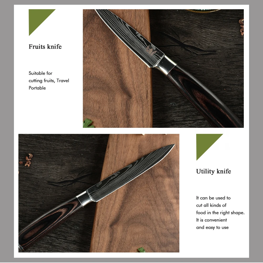 XYj кухонный нож из нержавеющей стали с Дамасским узором кухонный инструмент высокого качества 7Cr17 кухонные ножи из нержавеющей стали набор кливеров