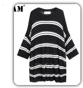 [EAM] 2020 New Spring Autumn V-Neck Long Sleeve Waist Bandage Loose Big Size Temperament Dress Women Fashion Tide JU356