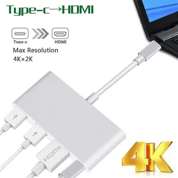 

USB C to HDMI Adapter 4K Type C Multiport AV Converter 2 USB 3.0 Ports For MacBook 406#2