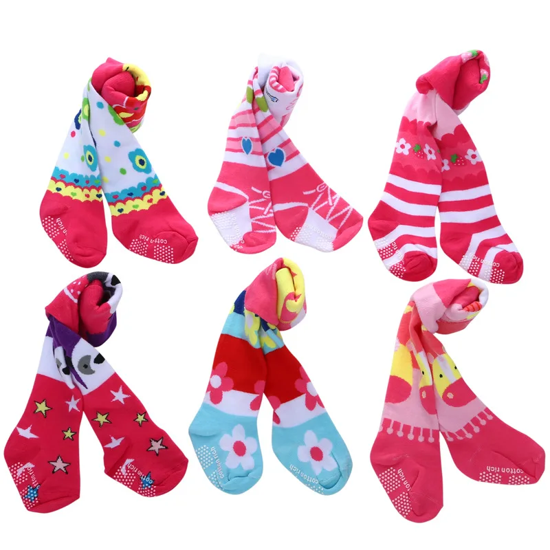 Новые дышащие впитывающие пот нескользящие носки для малышей хлопковые спортивные милые детские колготки с героями мультфильмов зимние носки для маленьких девочек