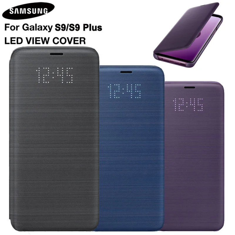 Оригинальный кожаный флип чехол для SAMSUNG с led подсветкой Etui Samsung Galaxy S9 G9600 + Plus S9Plus