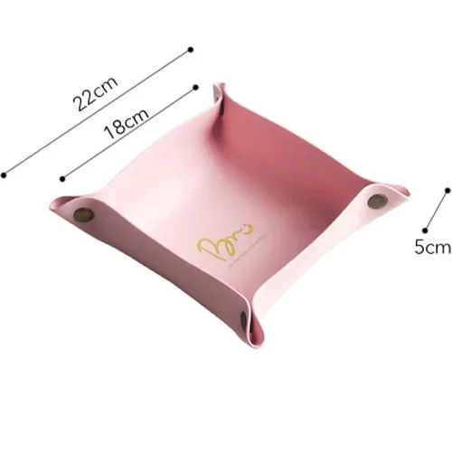 JINSERTA из искусственной кожи складной лоток ювелирные изделия дисплей пластины серьги кольца косметический Органайзер настольный ключ монета часы коробка для мелочей - Цвет: Pink-L