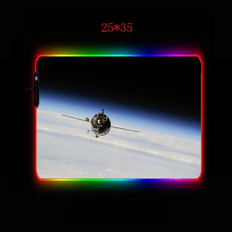 Yuzuoan 90X40 программируемый коврик для мыши космический корабль светодиодный Подсветка большой удобный RGB игровой коврик для мыши Универсальный