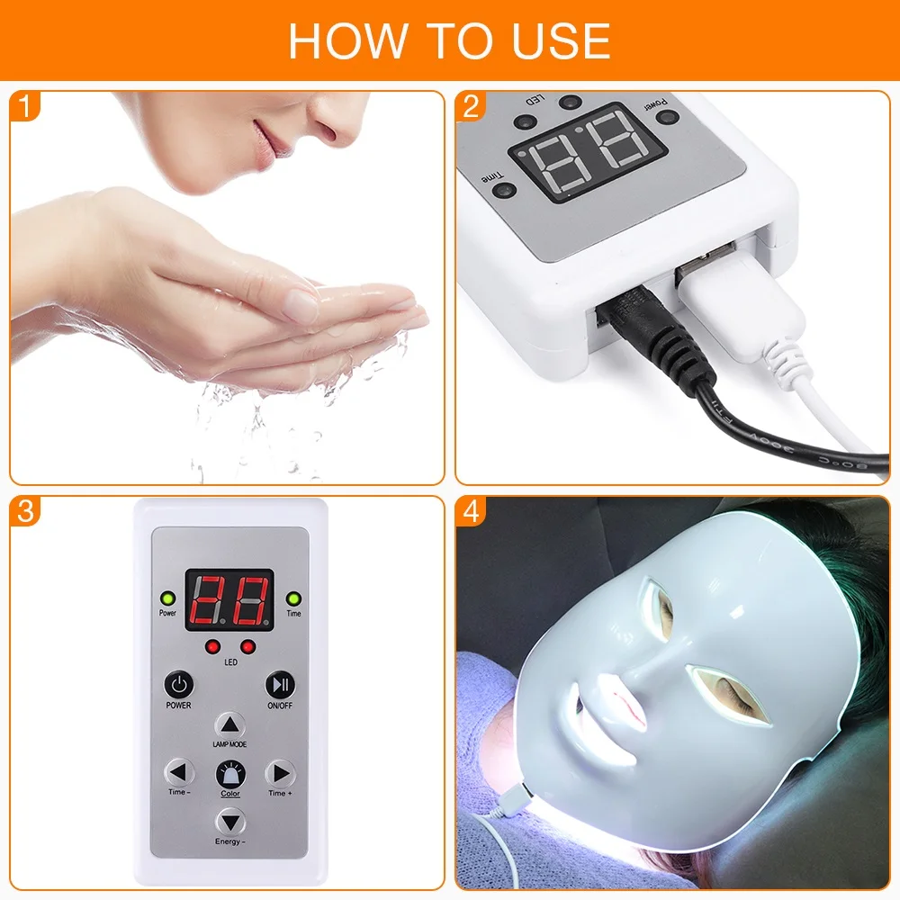 7 цветов светильник светодиодный тушь для лица Fototerapia светодиодный цветная маска терапия маска для лица машинный светильник терапия светодиодный