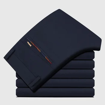 

Men's business casual pants micro-elastic simple solid color trousers 2020 new British style slim straight casual pants 1611