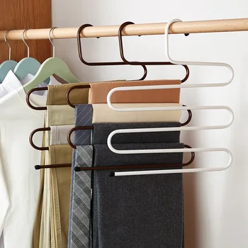 

Multilayer S-shape Multi-functional Creativity Metal Magic Pants Hanger Bathroom Household Storage Hangers Saving Space