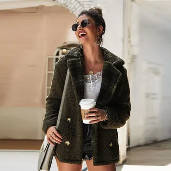 

Women Coat Plaid Print Patchwork Jackets Coats Long Sleeve Lapel Button Tops Female Jackets Elegant Temperament Charming