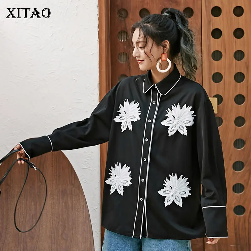 

XITAO Floral Women Blouse Fashion New 2020 Spring Elegant Small Fresh Full Sleeve Loose Minority Single Breast Shirt DMY2829