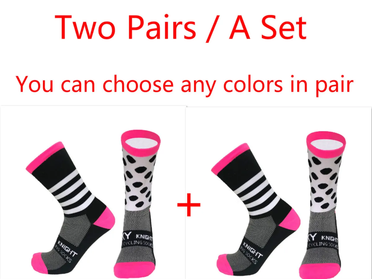

Two Pairs / A Set New Compression Socks Cycling Socks Men Women Sports Compression Bike Running Socks