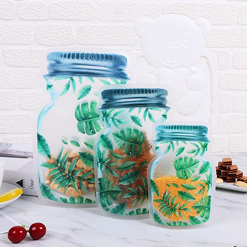 Reusable Mason Jar Design Ziplock Food Storage Bags for Snacks and Kitchen Organization