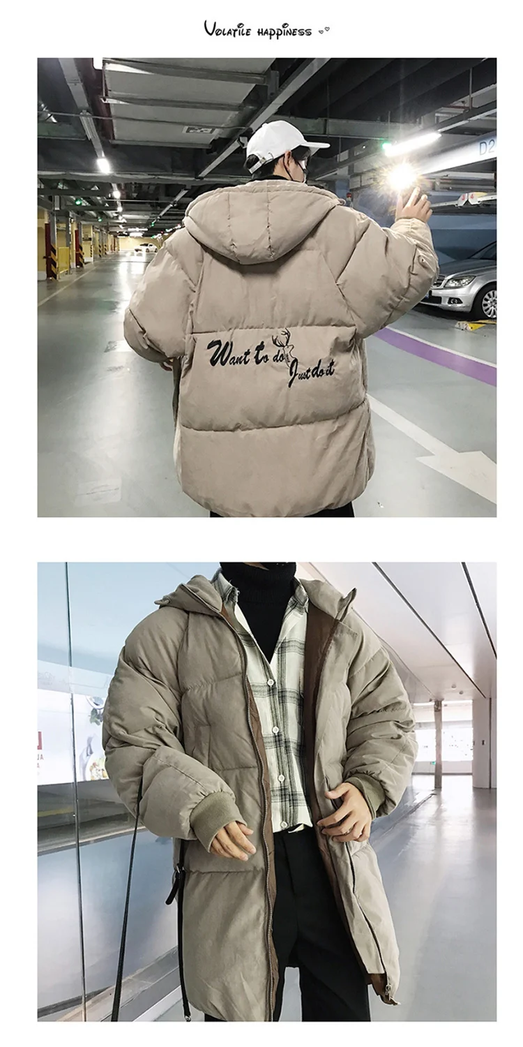 Winter New Style down Coat Men's Mid-length Clapping Device Cotton-padded Clothes Cotton-padded Jacket Korean-style MEN'S C