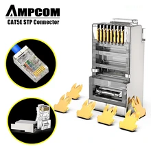 AMPCOM CAT5e экранированный RJ45 модульный разъем 8P8C обжимной Конец Ethernet кабель Ethernet разъем позолоченный 50U