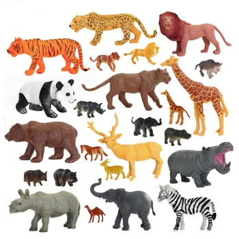 

20Pcs Animal Model Action Figures Zoo Park Simulation Tiger Lion Panada Models For Kids Early Education Toy Wildlife World Gifts