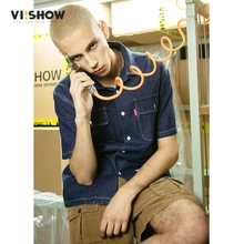 VIISHOW, мужские джинсовые рубашки, брендовые, для отдыха, в ковбойском стиле, летние, хлопковые, с коротким рукавом, джинсовая рубашка, Camisa Social Masculina CD1558182