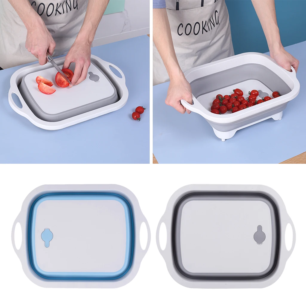 Foldable Multifunction Chopping Board, Collapsible Dish Tub Basin Cutting Board