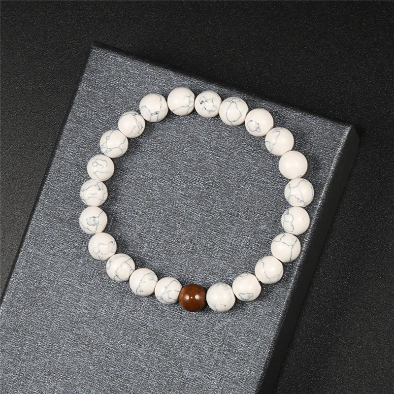 Braccialetto di perline in pietra preziosa di pietra di luna blu - 8 mm - 7,5 - Guarigione con pietre preziose - Gioielli yoga - Italia