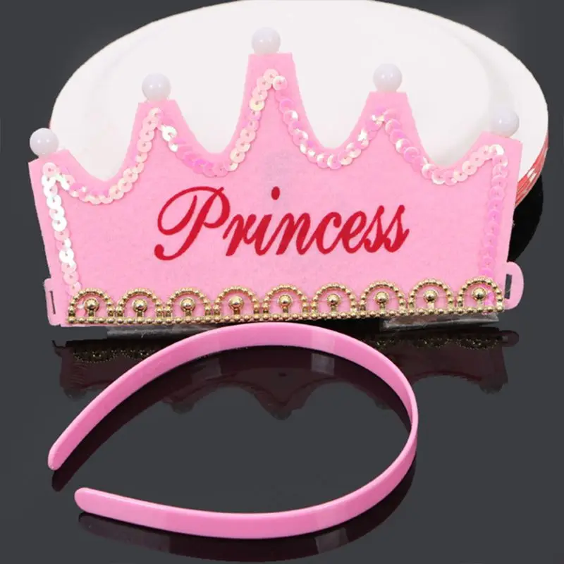 Детские золотые короны принцессы для душа, вечерние пенопластовые украшения для девочек, светящаяся Корона, шляпа на день рождения R7RB