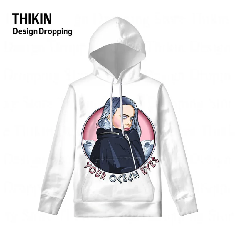 Женский/мужской пуловер с принтом Billie Eilish, модная Толстовка в стиле хип-хоп, певица, Harajuku, спортивный пуловер для подростков, крутая Одежда для девочек, Топ - Цвет: as picture