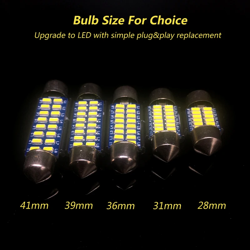 2x C5W светодиодный свет салона автомобиля CAN-шина, плафон 28 мм 31 мм 36 мм 39 мм 42 мм светодиодный лампы белый лед синий купол фара для чтения 12 В