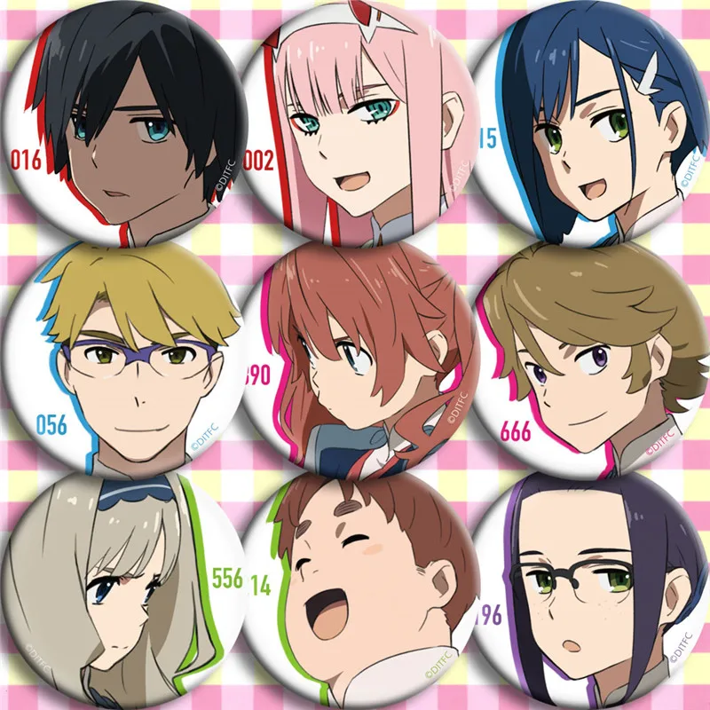 9 шт. аниме Дарлинг в FranXX Hiro Zero Two Ichigo Pin Button Bedge значок Хэллоуин косплей мультфильм