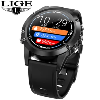 

LIGE Fashion Smart watch Men LED Color Screen Waterproof Fitness Tracker for Android ios Heart Rate Blood Pressure smartwatch