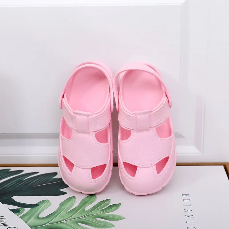 Детские сабо, обувь для девочек, детские тапочки для мальчиков, мягкая пляжная обувь EVA для малышей, детская садовая обувь с отверстиями для девочек, уличные детские Тапочки - Цвет: Pink