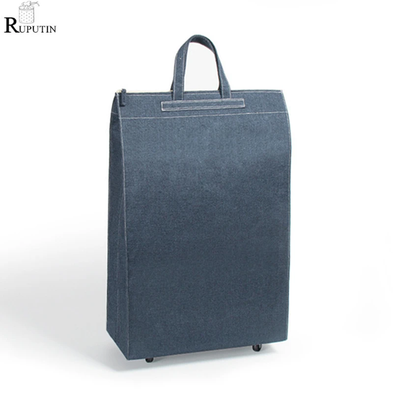 

New Travel Storage Bag Collapsible Women Shopping Bags Grocery Puller Trolley Bag Wheel Bags Portable Storage Box Shopping Cart