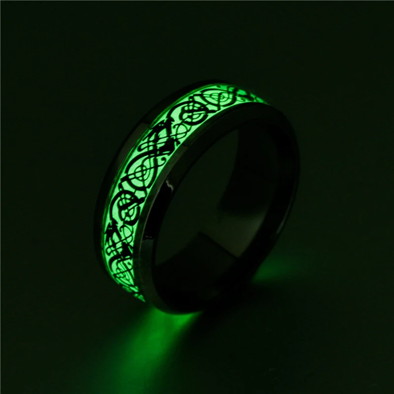 Мужское кольцо с драконом светящееся в темноте искусственное для мужчин и женщин