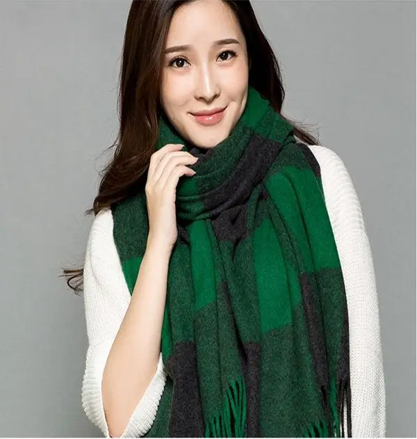 3 Luxury Brand Wool Scarf Female Best Quality Classic Plaid Winter Warm Thickening Scarf Pashmina Tassels Women Wrap Shawl - Цвет: 3