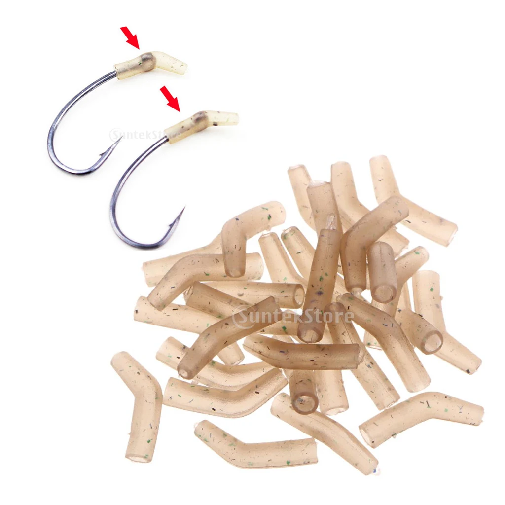 30pcs Carp Fishing Hooks Tube Hair Chod Rigs Line Aligner Sleeves Connector
