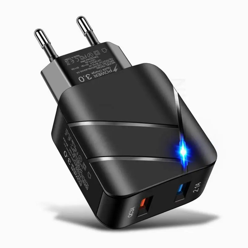 

Portable EU/US Plug USB Charger Quick Charge 3.0 For Phone Adapter For Huawei Tablet Wall Mobile Charger Fast Charger Wholesale