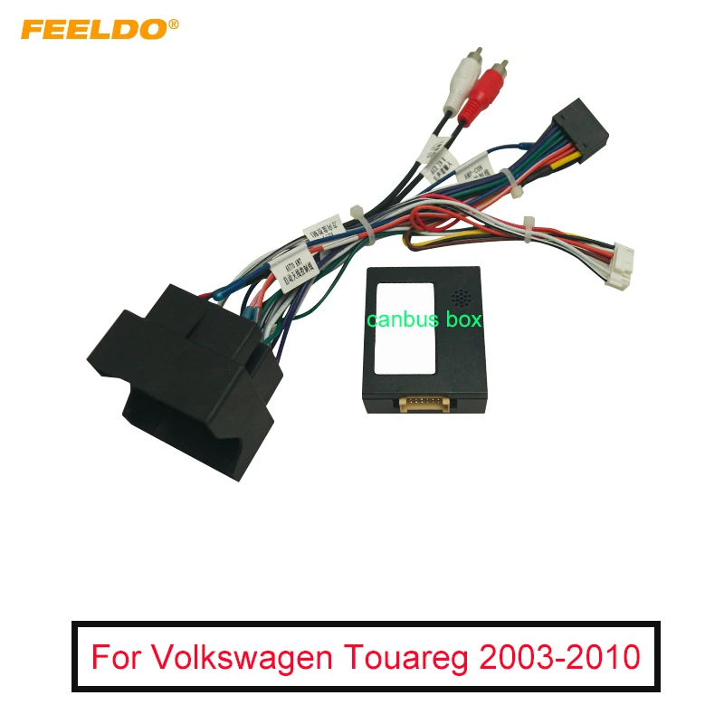 FEELDO Car 16pin Audio Wiring Harness With Canbus Box For Volkswagen Touareg 03-10 Aftermarket Stereo Installation Wire Adapter |