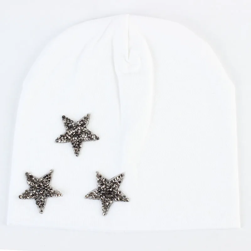 Grey White Осень-зима для новорожденных хлопковые Beanie Hat Baby Шапки звезда Карамельный цвет сапоги высотой выше колена шапки бини шапки-куртка из искусственной кожи для мальчиков и девочек «сделай сам» шапки Скалли бини, вязаные шапки для детей - Цвет: Grey White