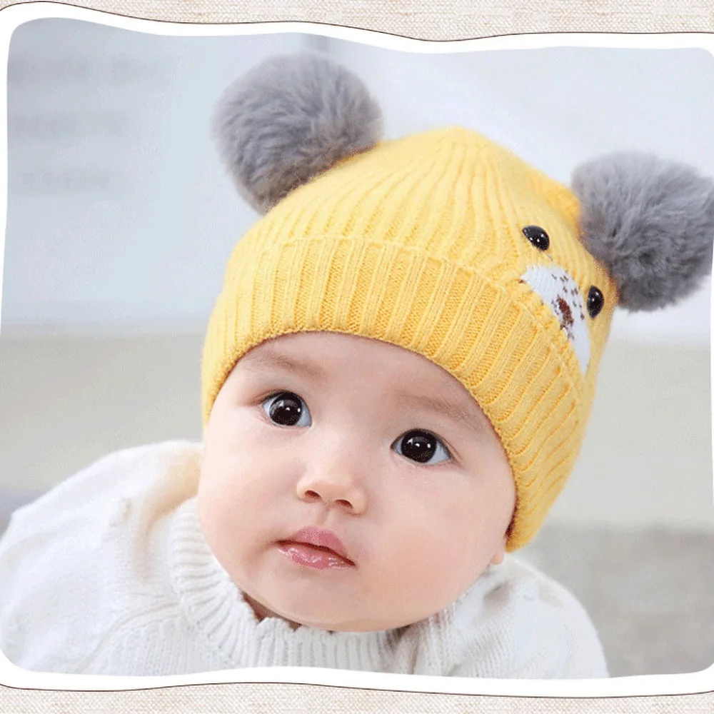 Детская зимняя шапка, вязаная шапка, шарф, комплект, Детская Милая шерстяная шапка с рисунком, зимние детские шапки, детская шапочка, 3