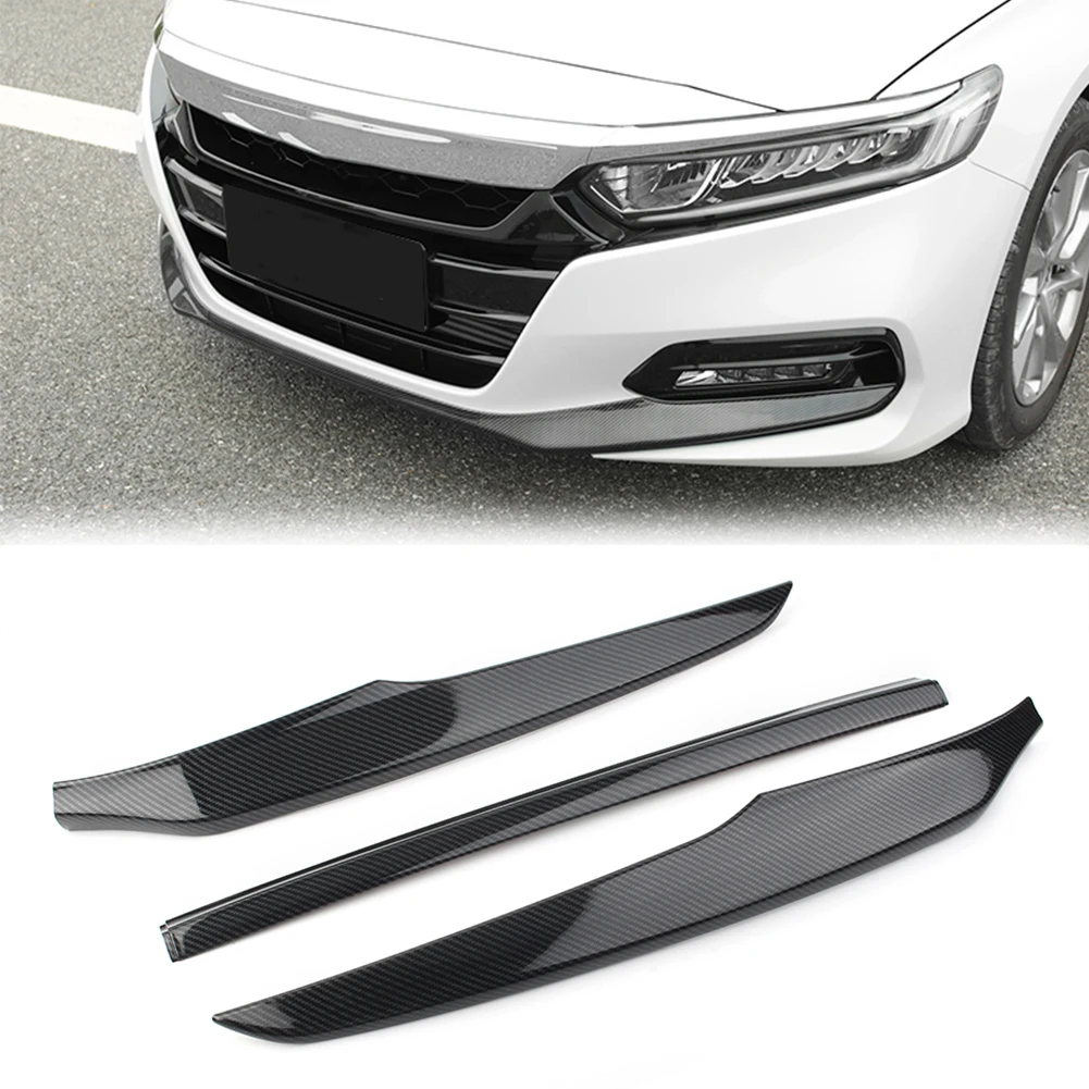 

Carbon Fiber ABS Car Styling Front Bumper Lip Spoiler Cover Trim Decoration 3Pcs For Honda Accord X A Trois Volumes 2018 2019
