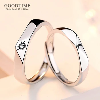 

Fashion Couple Rings Genuine 100% 925 Sterling Silver Moon & Sun Wedding Engagement Rings Jewelry Accessories For Women Men