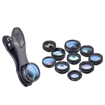 

APEXEL APL-DG10 10 in 1 Phone Camera Lens Kit Fisheye Wide Angle Macro Telescope Lens for Smartphone