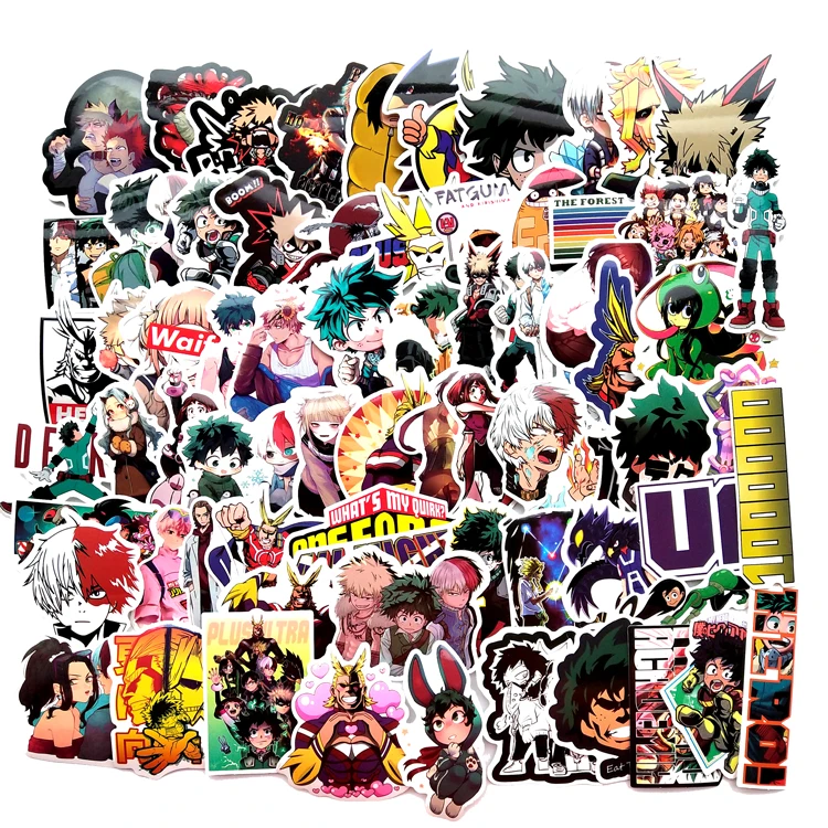 

73 Pcs My Hero Academy Anime Stickers For Skateboard Waterproof Trolley Laptop Skateboard Sticker Toys Gifts For Kids