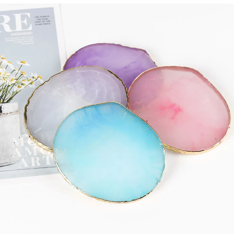 4 Patterns Natural Resin Palette Round Oval Shape Display Plate Nail Art Practice Color Mixer Showing Board Tool TSP-1