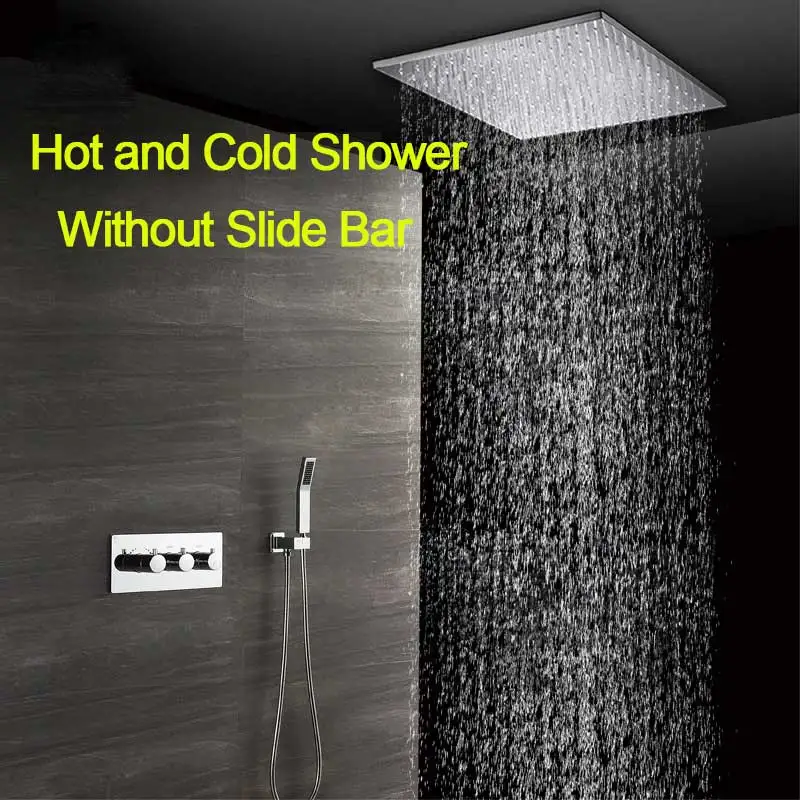 Style 4 Hot and Cold 50X50 см дождевая насадка для душа, набор для душа, Душевая насадка, большой поток воды, латунный термостатический душевой клапан, спа - Цвет: Style 4 Hot and Cold