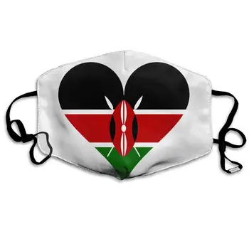 

Heart Love Flag Kenya Washable Reusable Mask, Cotton Anti Dust Half Face Mouth Mask For Kids Teens Men Women With Adjustable
