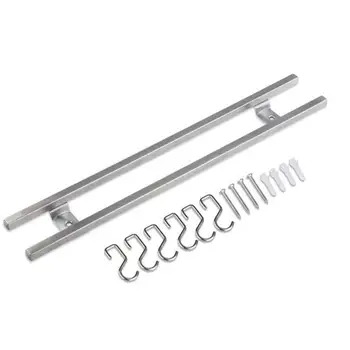 

Wall-mounted Magnetic Knife Strip Stainless Steel Double Bar Knife Storage Rack with Hook for Knives Utensils (40cm)