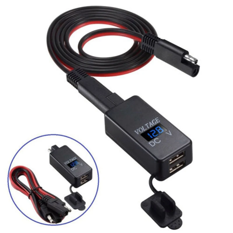 12 В черный мотоцикл SAE двойной usb-порт зарядное устройство удлинитель адаптер запчасти
