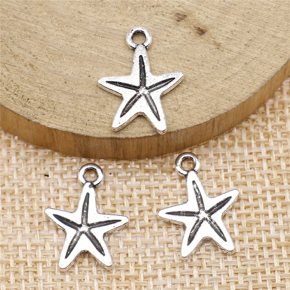 

Оптовая продажа, 200 шт./пакет, 18x12 мм, антикварные Подвески в виде звезд, морских звезд, подвески в виде звезд
