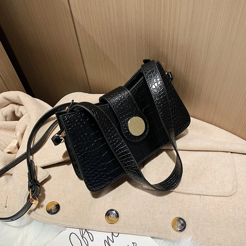 

Solid Color Leather Shoulder Messenger Bag 2020 New Stone Pattern Embossed Female Bag Designer Handbag Wallet And Holder