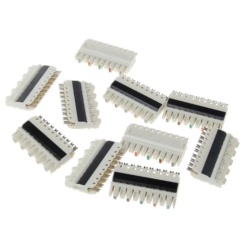 10Pcs 110 type 5 Pairs Socket Rj45 Telephone Module for Distribution Frame Connection Spring Snaps Krone Article Voice Line