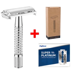 Butterfly Knife Stainless Steel Double Side Manual Razor Men Razor + 10 Blades Hair Shaving Safety Razor Barber Tools