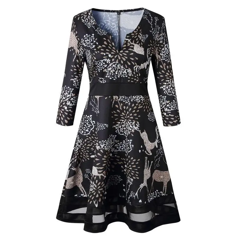 Санта Клаус Navidad ciervos mujeres vestido Otoo Invierno nueva moda Сексуальная элегантная уличная одежда vestido de fiesta